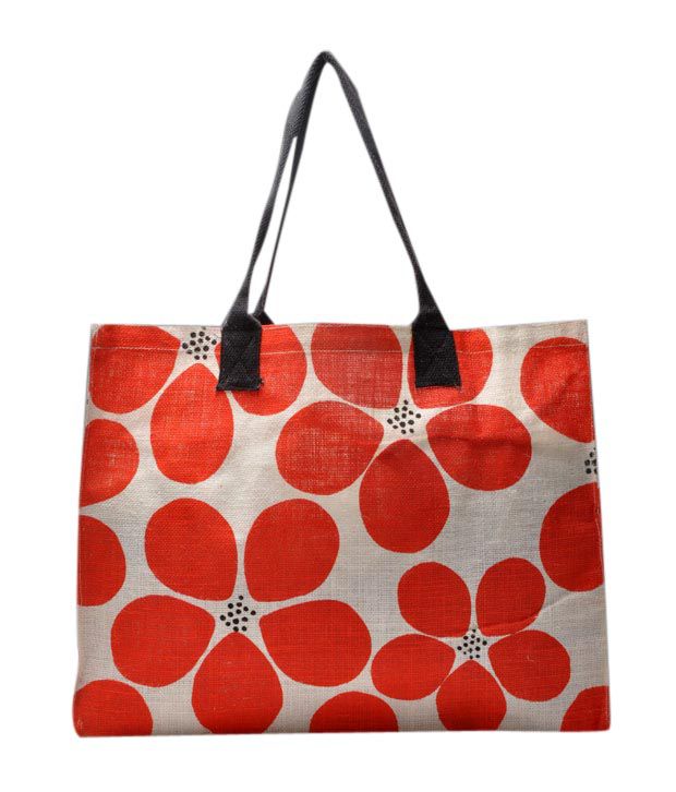 Buy Jute Planet White & Red Floral Handbag at Best Prices in India ...