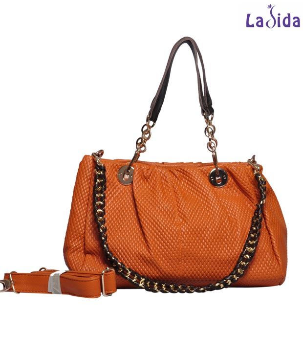 orange snakeskin purse