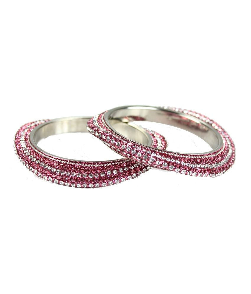 IBS Pink Artificial Bangles Jewellery(Silver stones Studded) Buy IBS