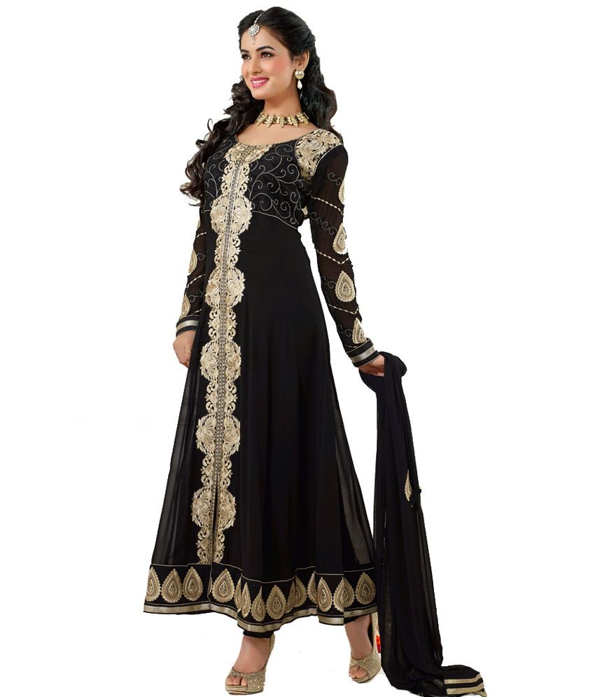 Good Girl Black Designer Wear Anarkali Semi Stitched Suit 