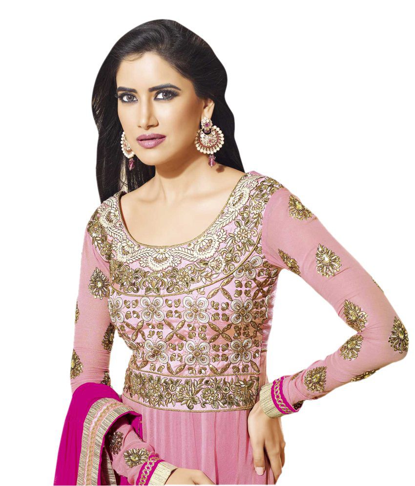 Indiweaves Pink Georgette Unstitched Dress Material Buy Indiweaves