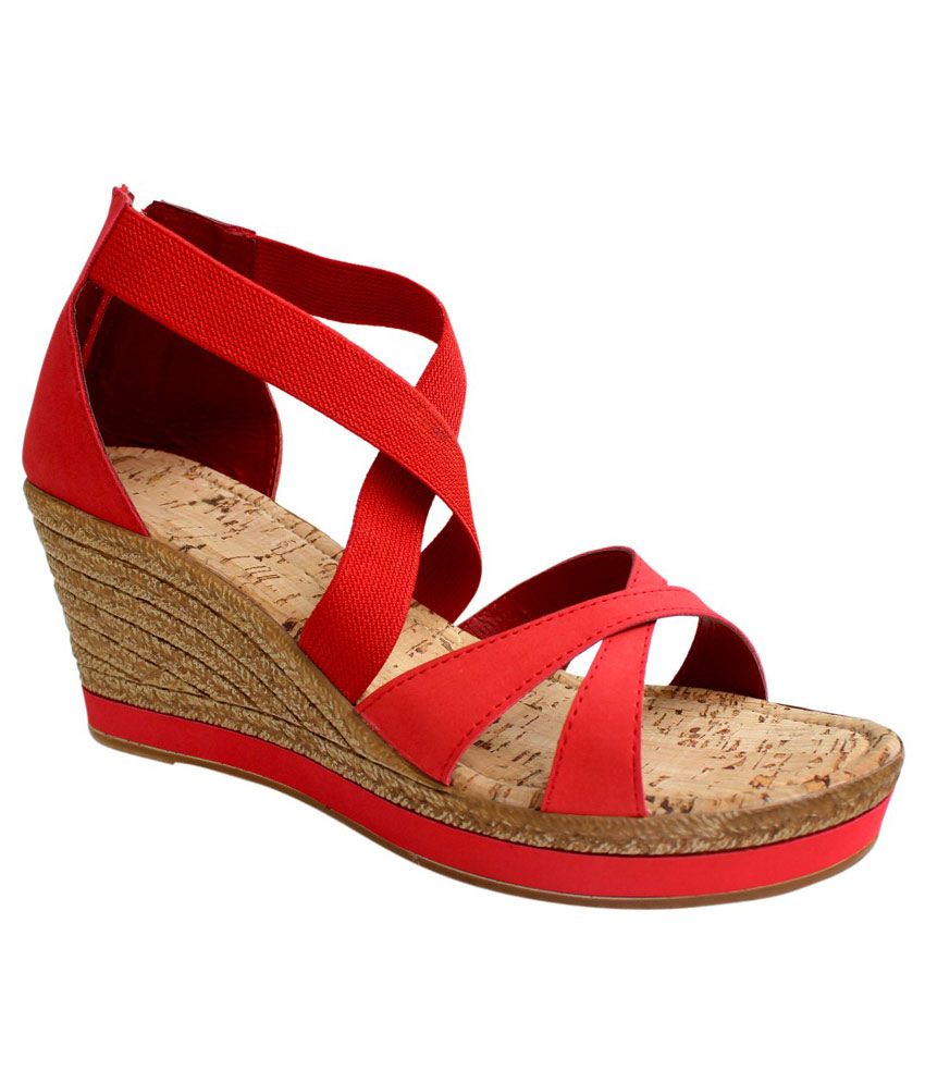 healthy red wedge sandals size 5.5