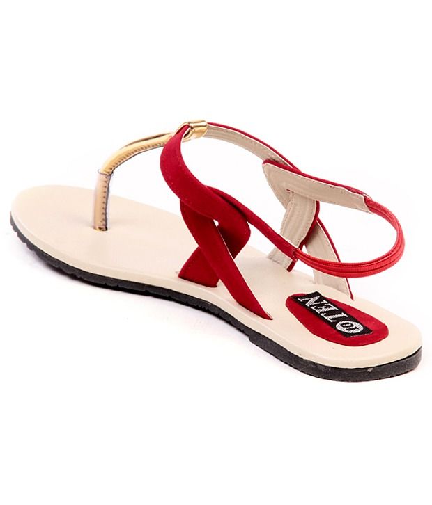 cheap red flat sandals