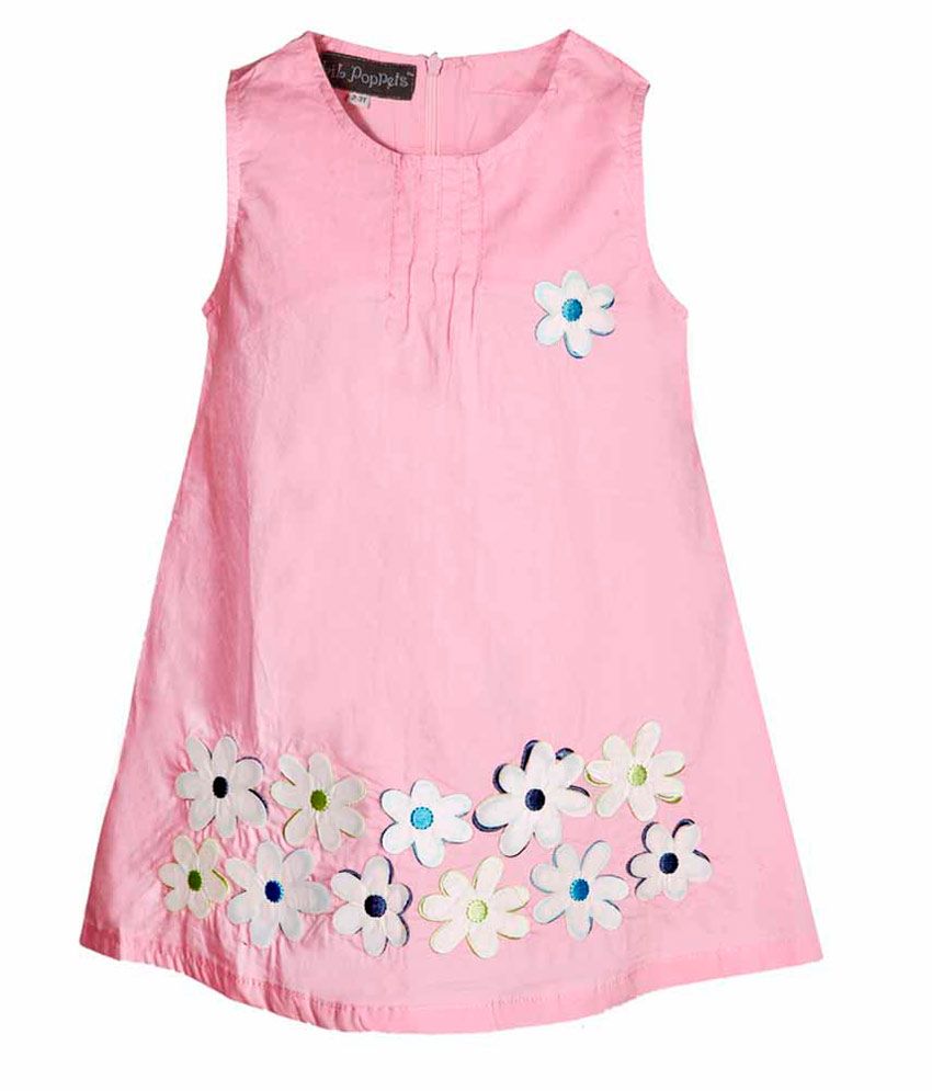 babyhug one shoulder frock rose applique