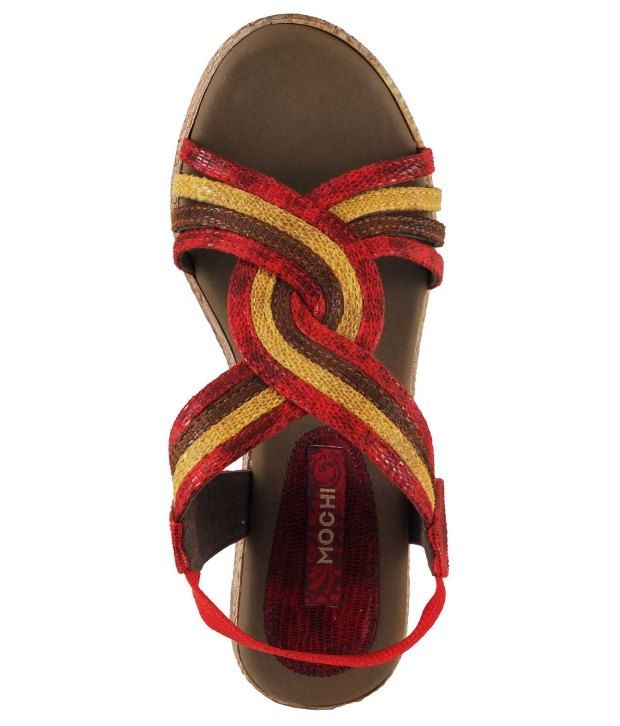 Mochi Red Wedges Sandals Price in India- Buy Mochi Red Wedges Sandals Online at Snapdeal