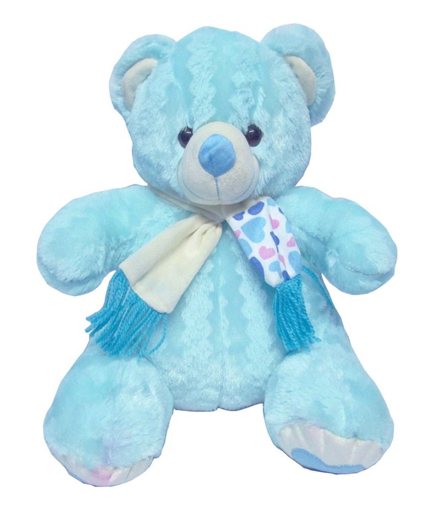 sky blue and white teddy bear