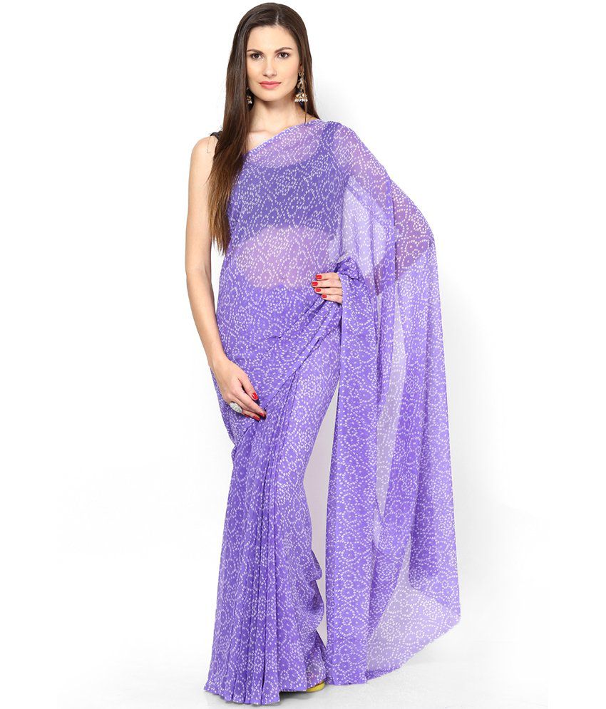 Rajasthani Sarees Purple Chiffon Saree - Buy Rajasthani Sarees Purple ...