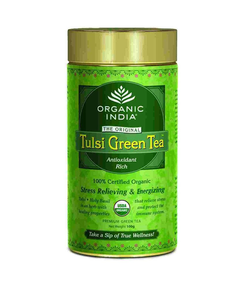 Organic India Green Tea Pack of 5 Tulsi Green Tea 100 GM Tin Buy