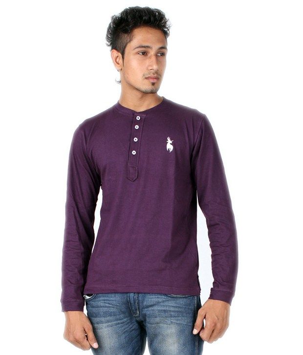 Posh 7 Purple Henley T Shirt Buy Posh 7 Purple Henley T Shirt Online
