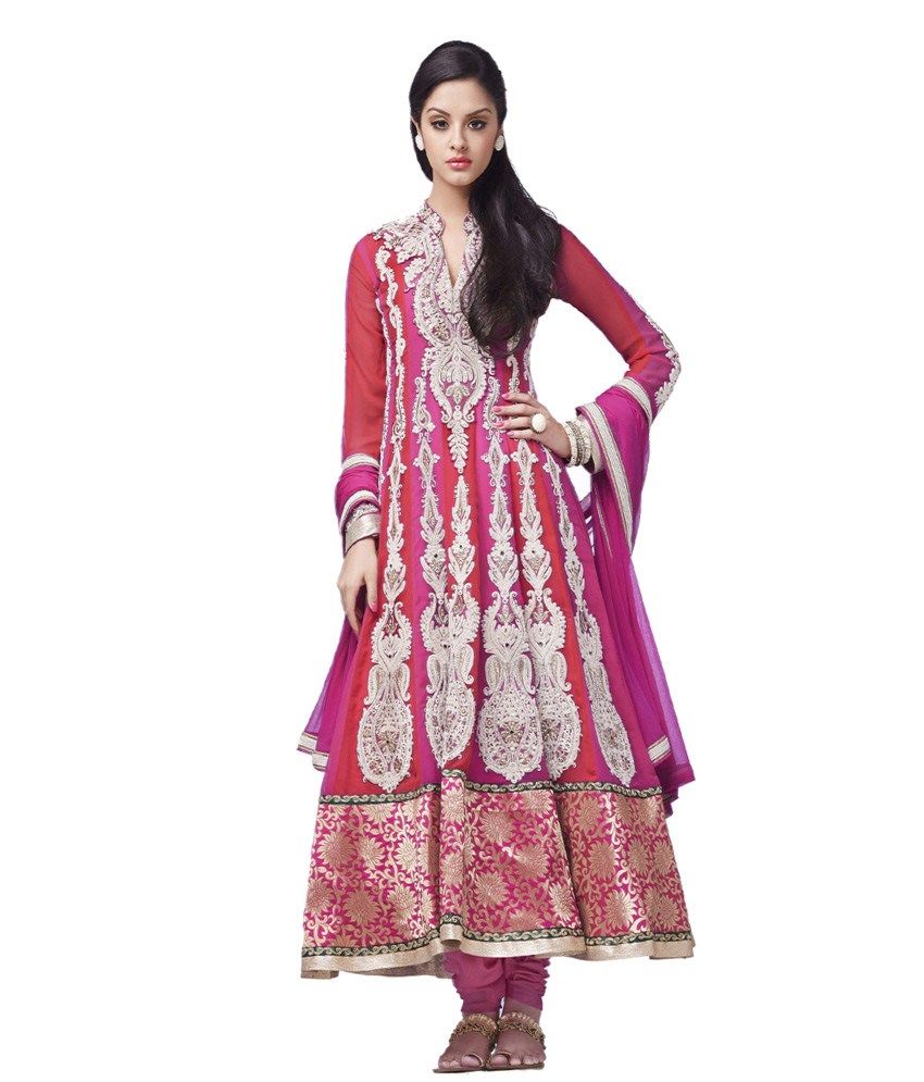 orange and pink combination dress material