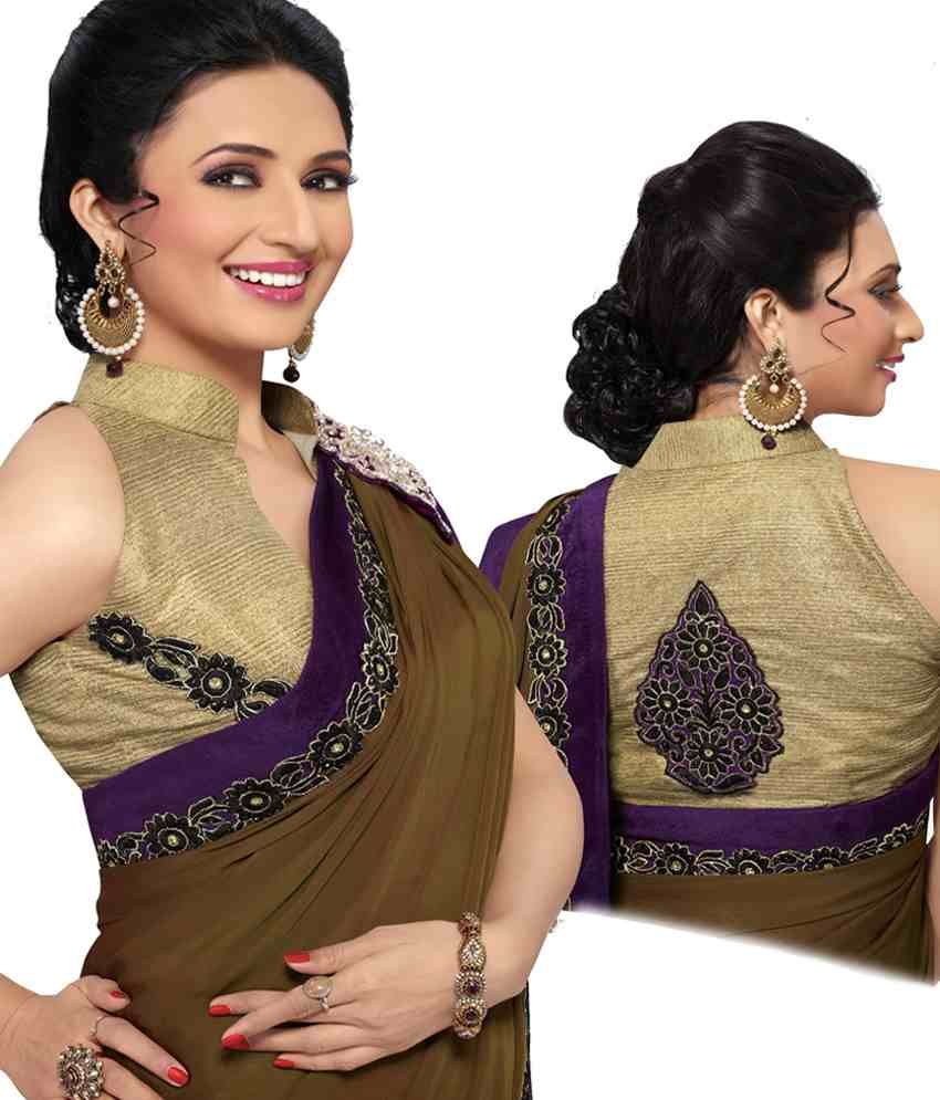 Buy Apparel Divyanka Tripathi Olive Satin Saree - Buy Buy Apparel