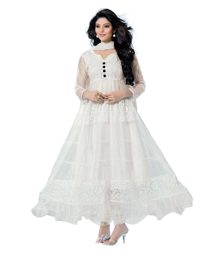 Jazzup White Net Unstitched Dress Material Buy Jazzup