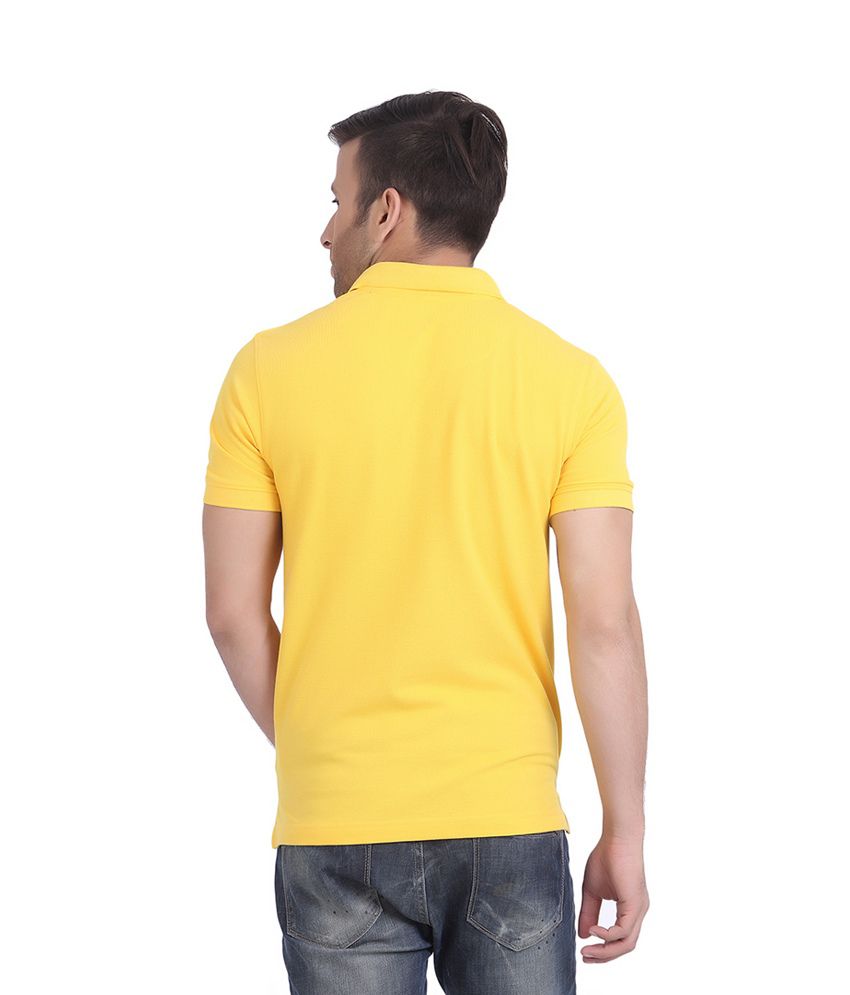 American Crew Men's Polo Collar Yellow T-shirt - Buy American Crew Men ...
