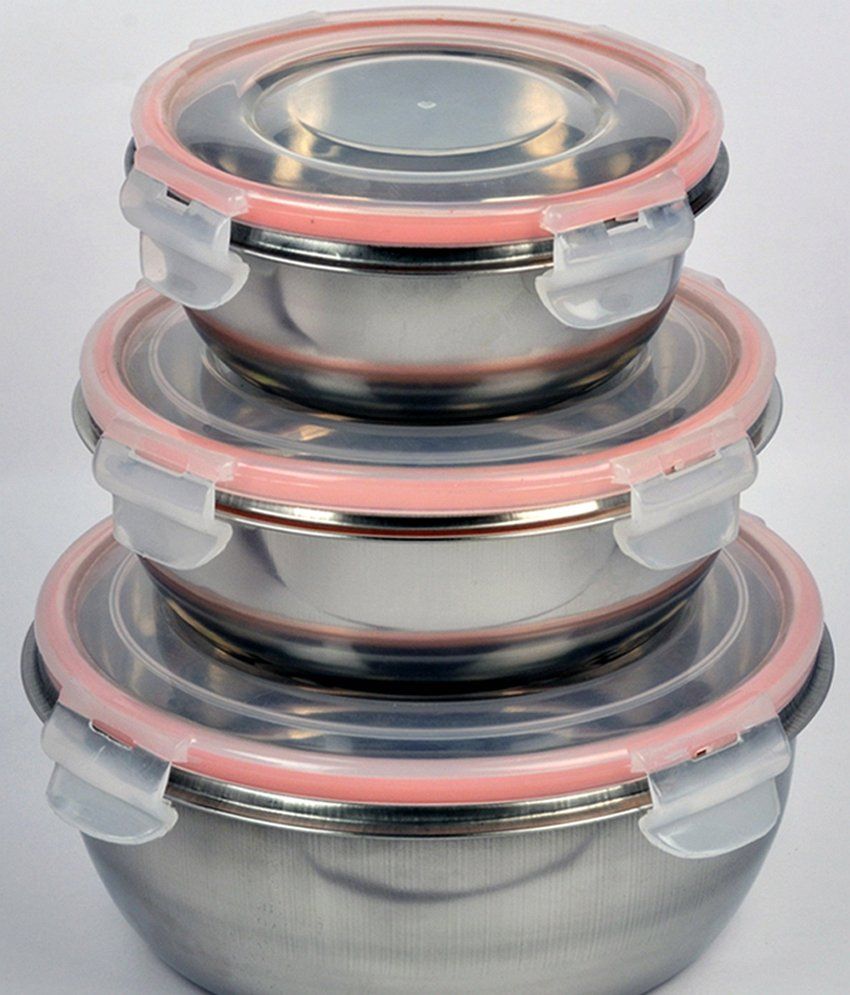 Gold Luck Steel Food Container Set of 3 Buy Online at Best Price in