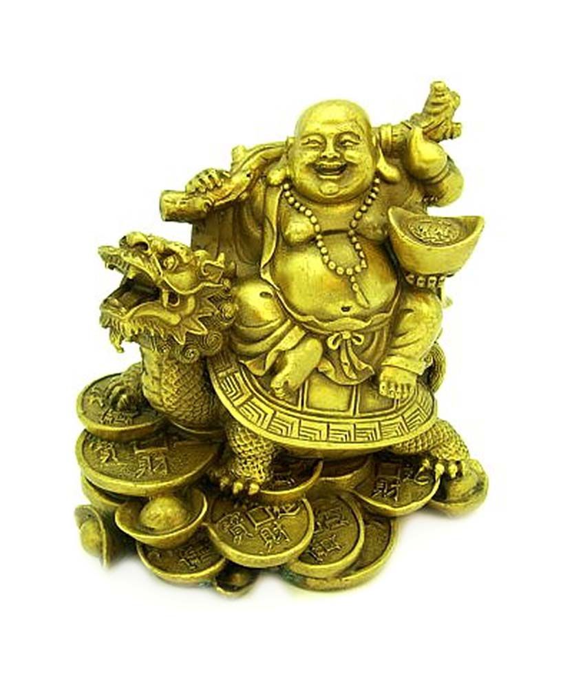     			Isteel Golden Laughing Buddha On Dragon Tortoise