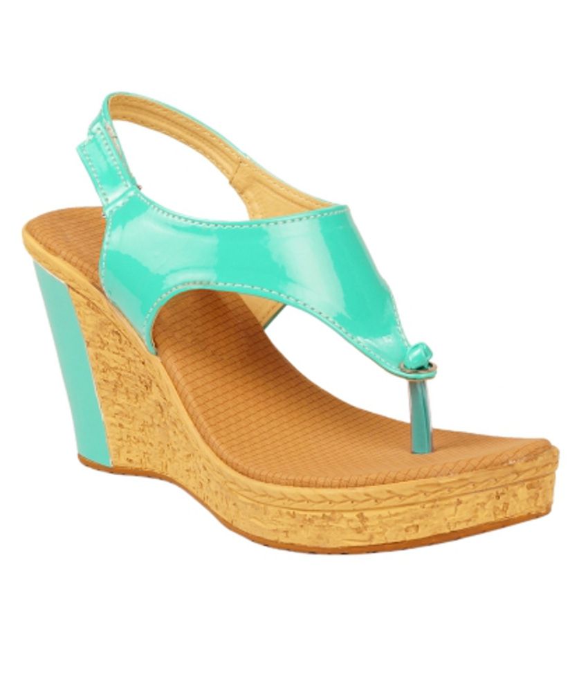 Zachho Turquoise Wedges Sandals Price in India- Buy Zachho Turquoise ...