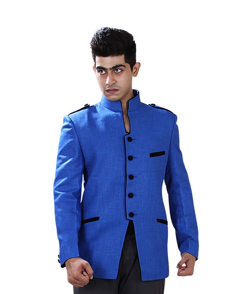 Panache India Blue Linen Semi-formal Unique Designer Blazer - Buy ...