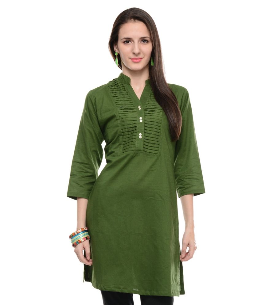 Sritika Green Solids Chinese Collar Kurti - Buy Sritika Green Solids ...