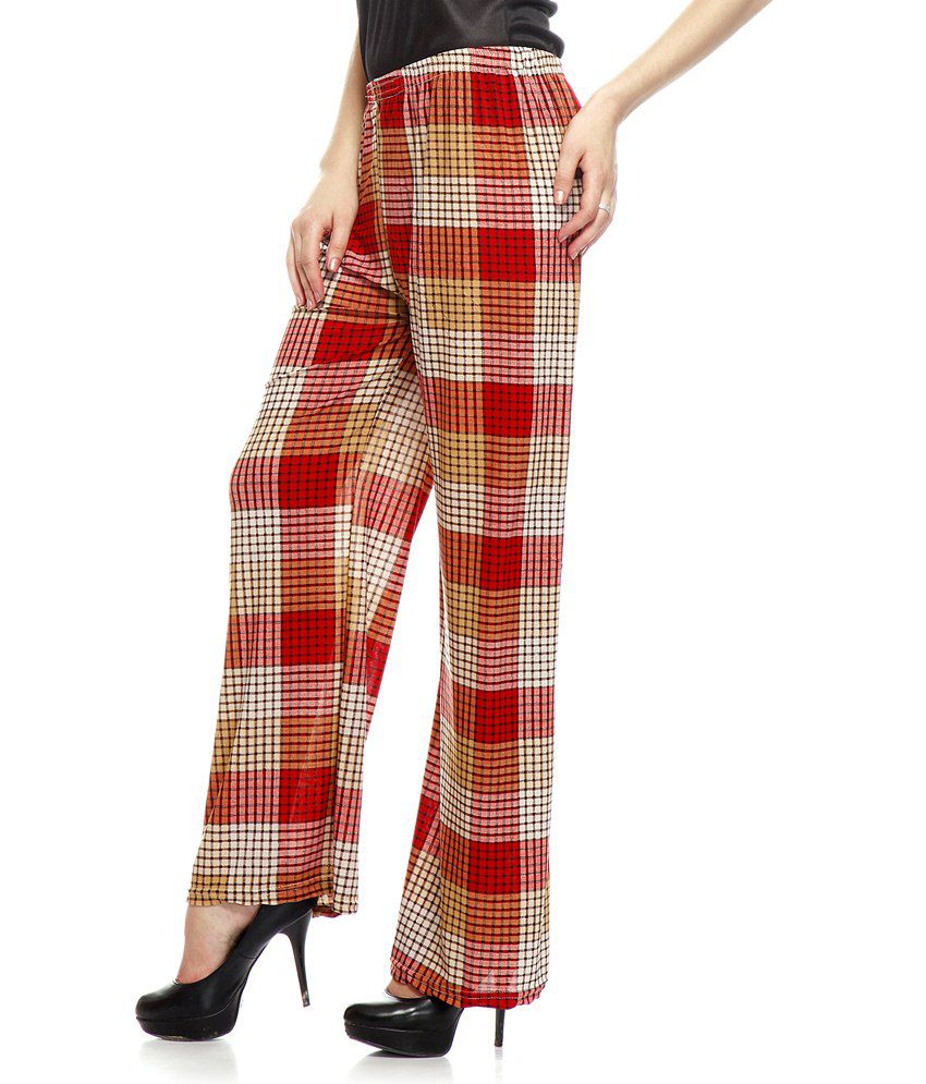 Buy La Nina Red Cotton Lycra Palazzos Online at Best Prices in India ...
