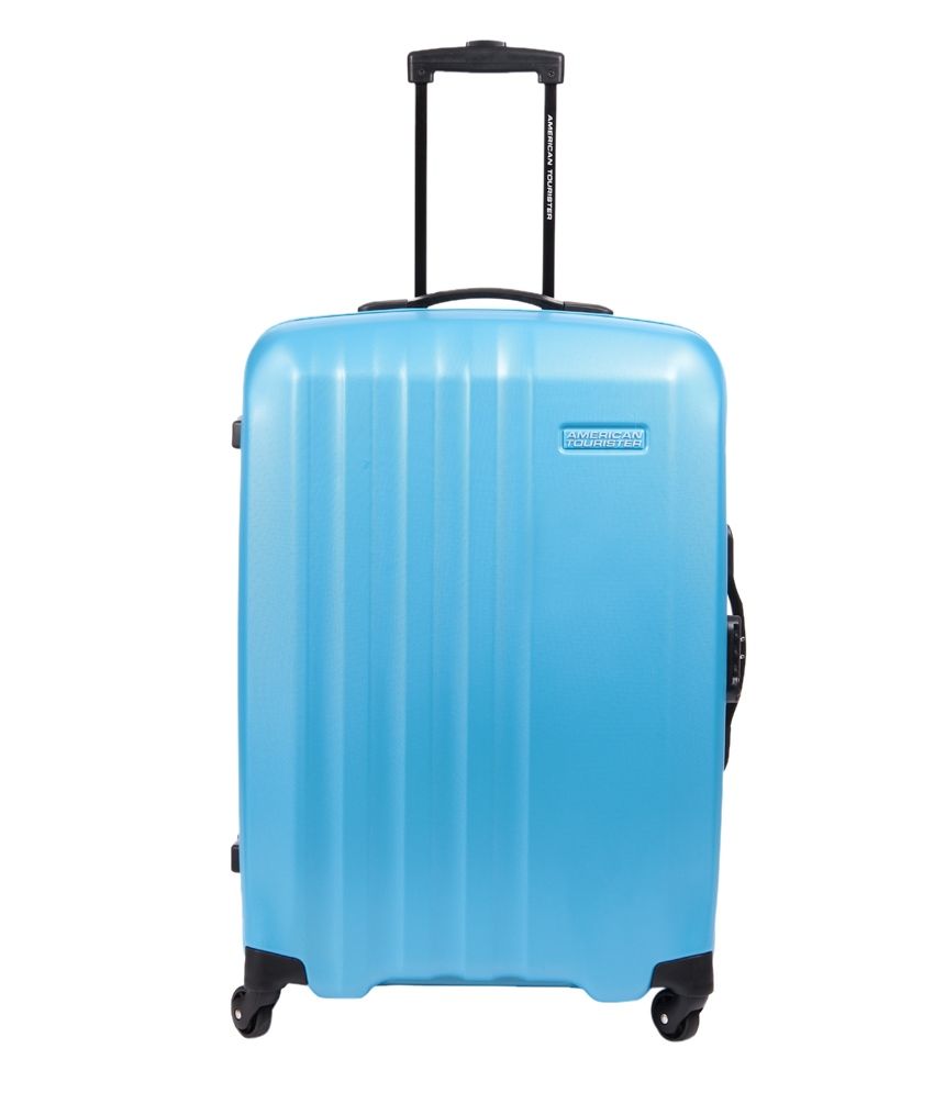 American Tourister Medium Size Stream Alfa Spinner Blue 4 Wheel Trolley