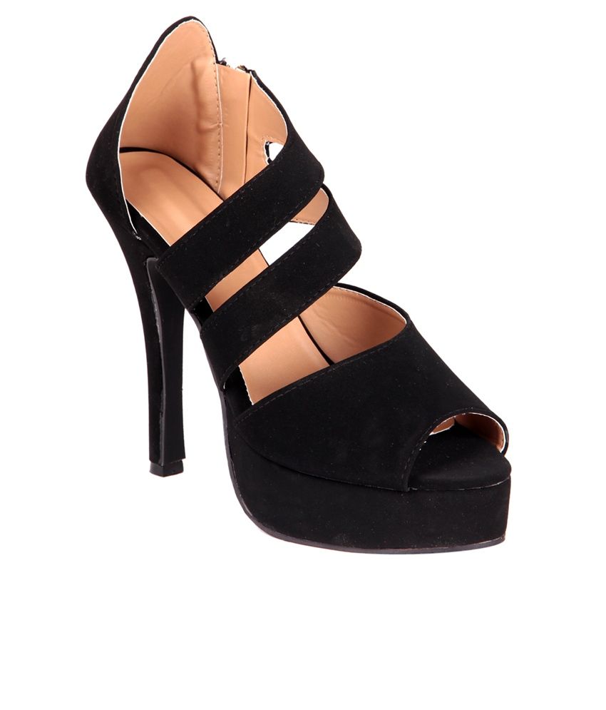 SOFT&SLEEK Black Stiletto Sandals Price in India- Buy SOFT&SLEEK Black ...