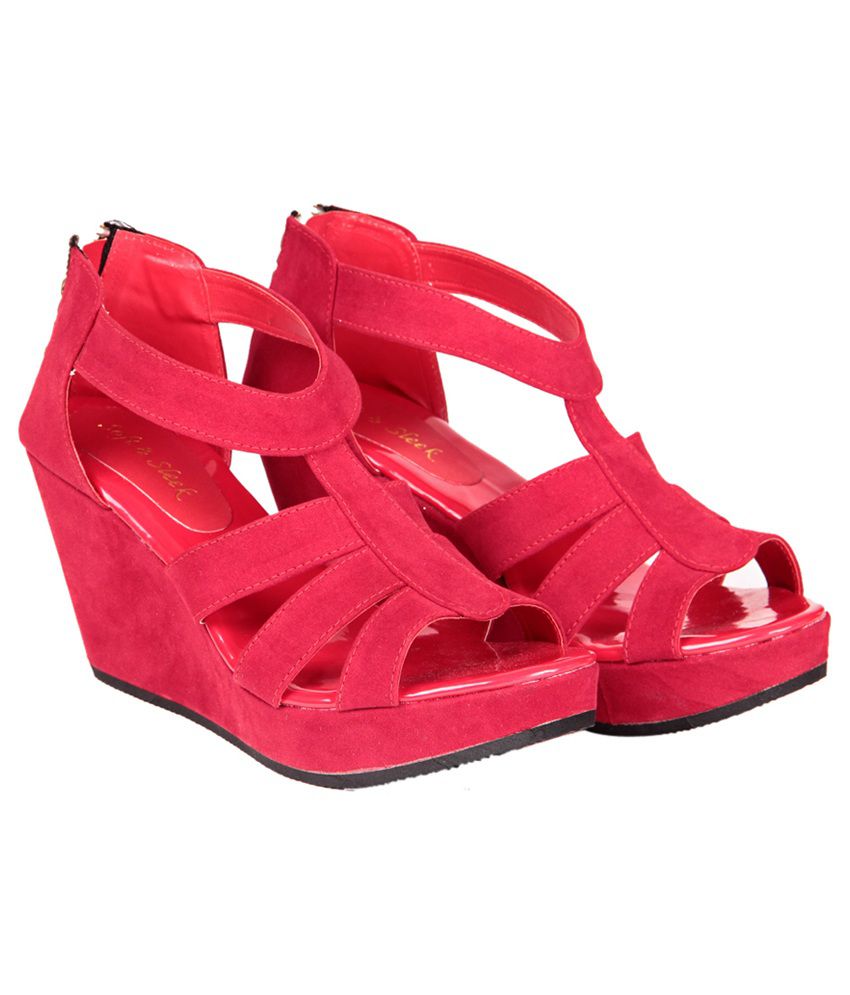 cheap red wedge sandals
