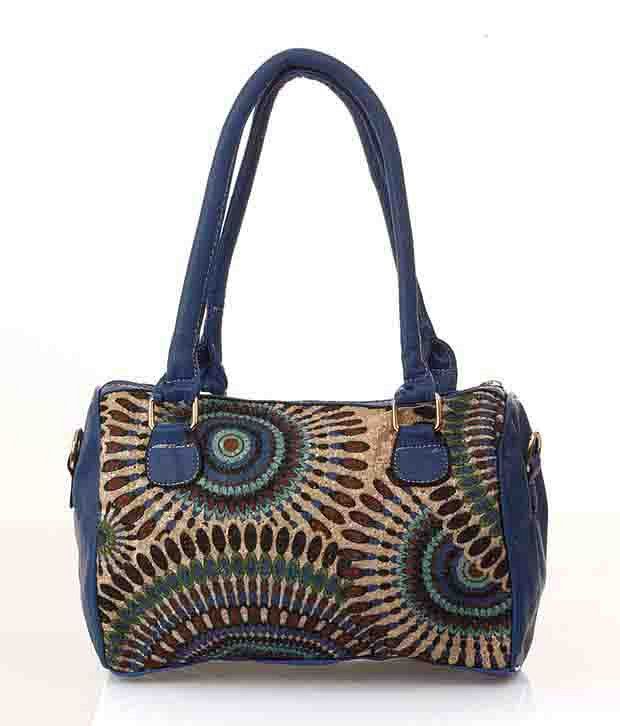 Ella Bags Blue Floral Printed Handbag Blue - Buy Ella Bags Blue Floral ...