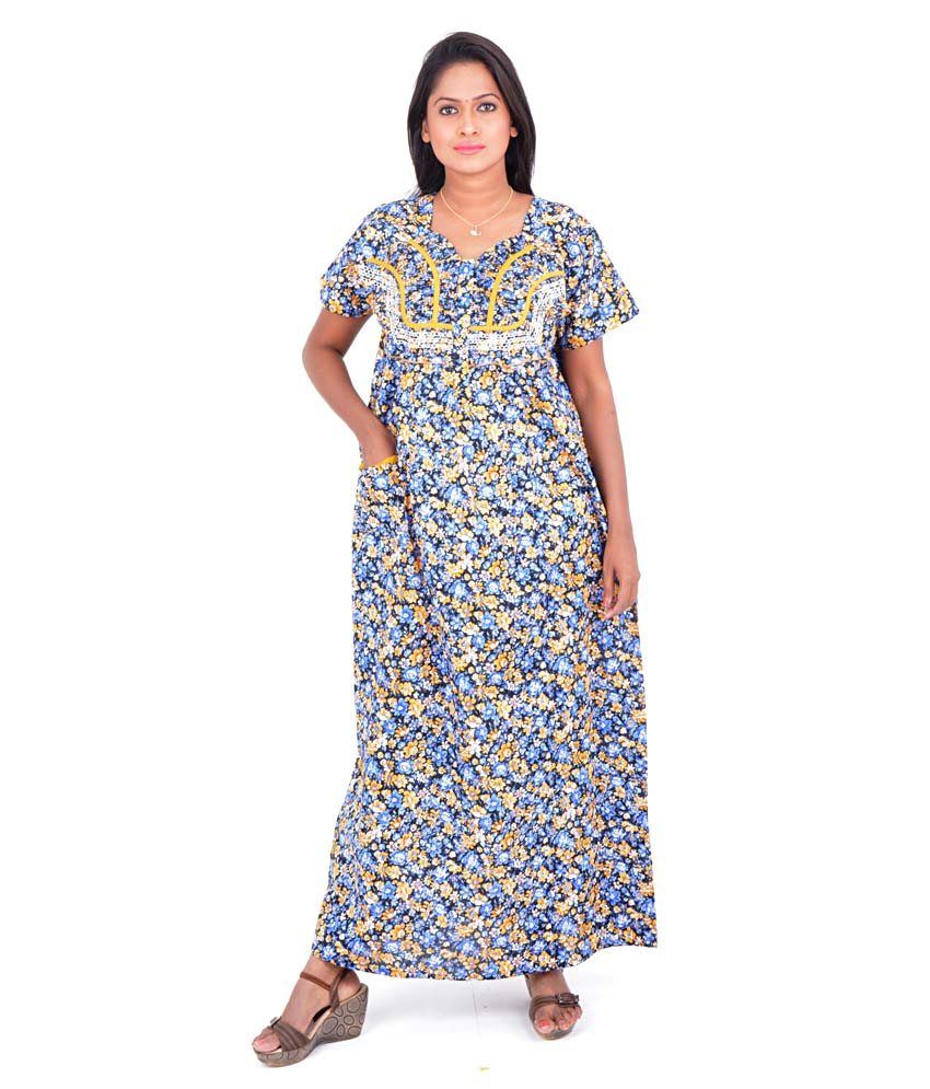 Buy Pommys Blue Cotton Nighty Online at Best Prices in India - Snapdeal