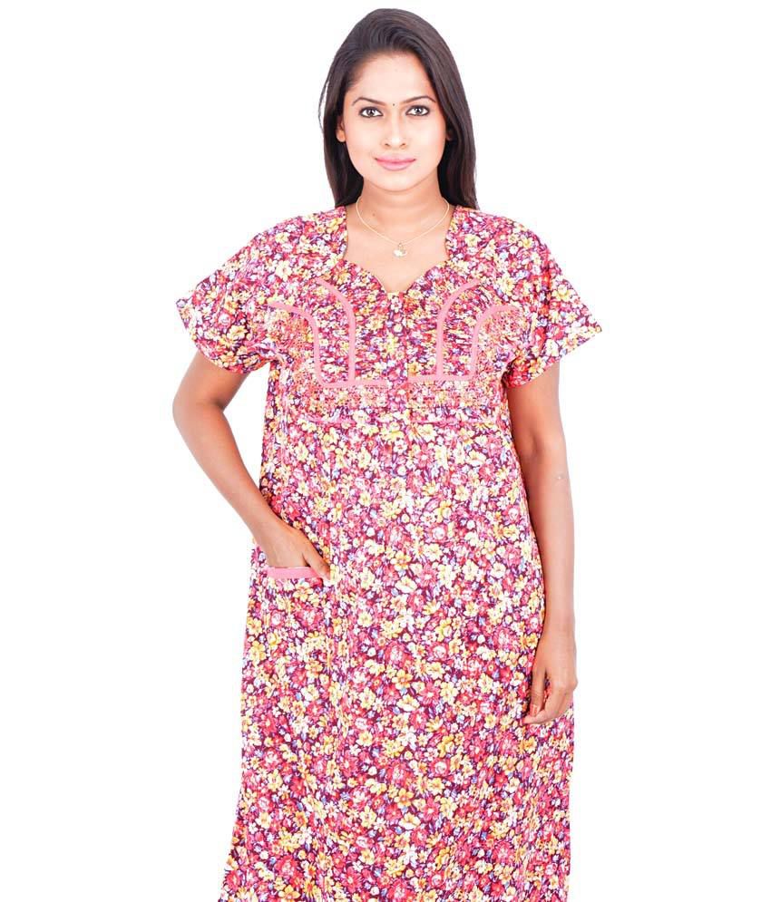 Buy Pommys Red Cotton Nighty Online at Best Prices in India - Snapdeal