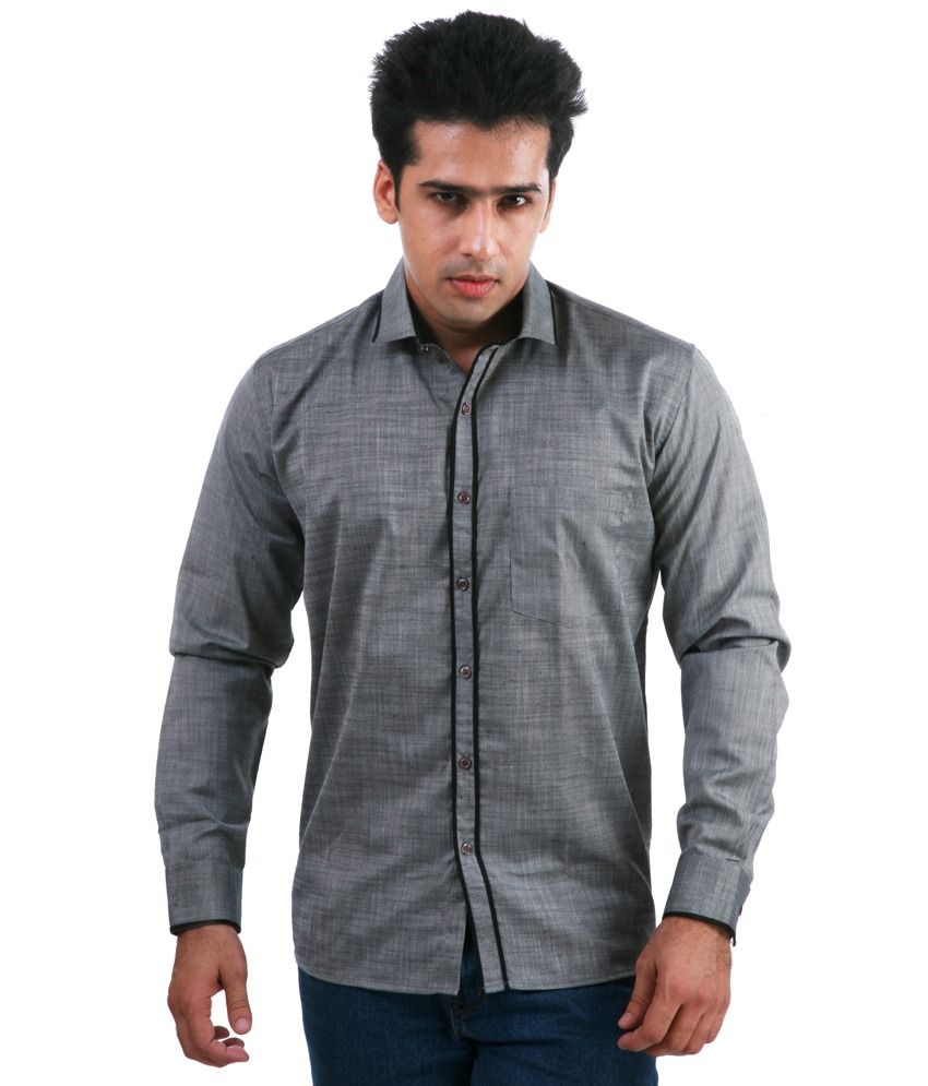 Frissk Gray Partywear Shirt - Buy Frissk Gray Partywear Shirt Online at ...