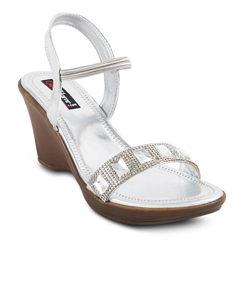 wide fit silver wedge sandals
