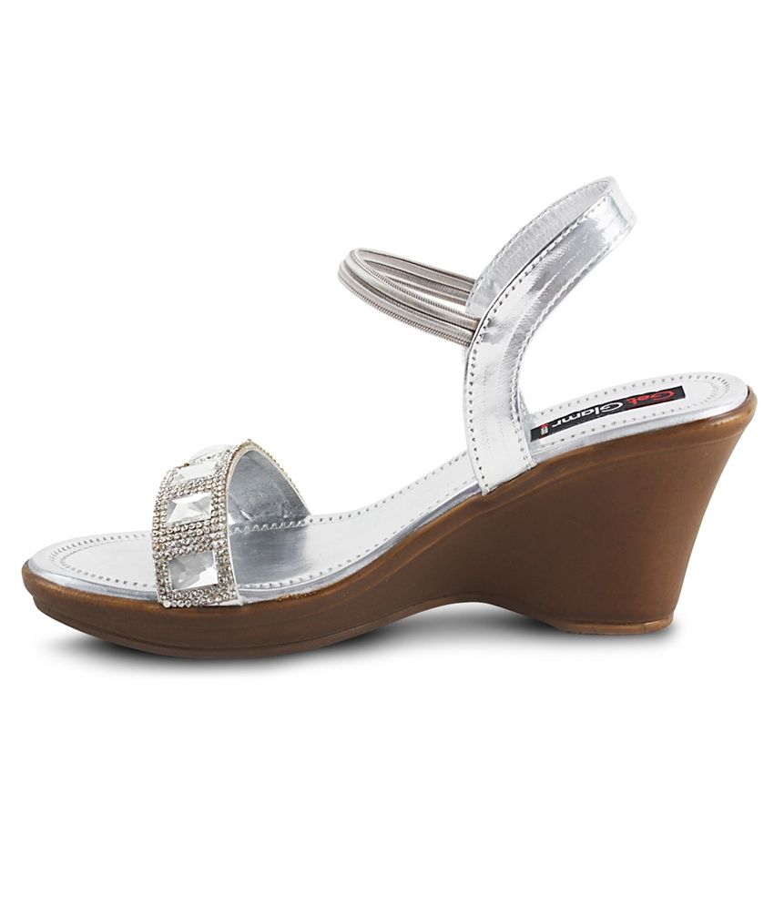 wide fit silver wedge sandals