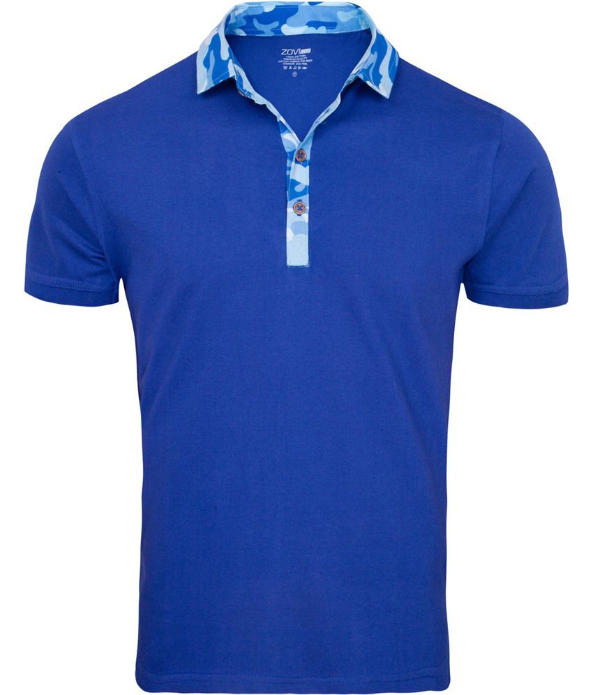 Zovi Blue Polo T- Shirt With Camouflage Collar - Buy Zovi Blue Polo T ...