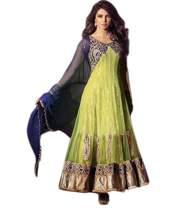 India Wears Priyanka Chopra Green And Blue Anarkali Suit Buy India Wears Priyanka Chopra Green