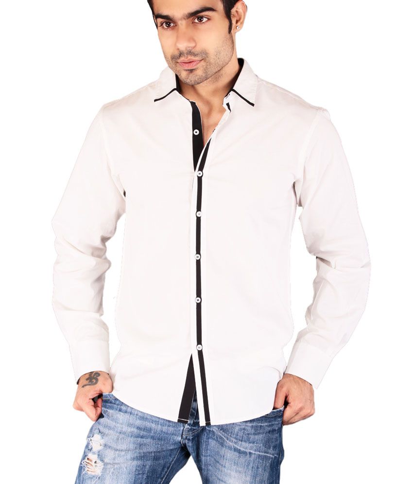 white shirt black lining