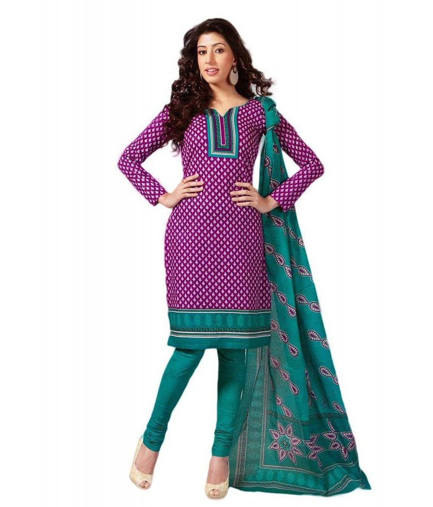 Shree Ganesh Purple Cotton Unstitched Dress Material Buy