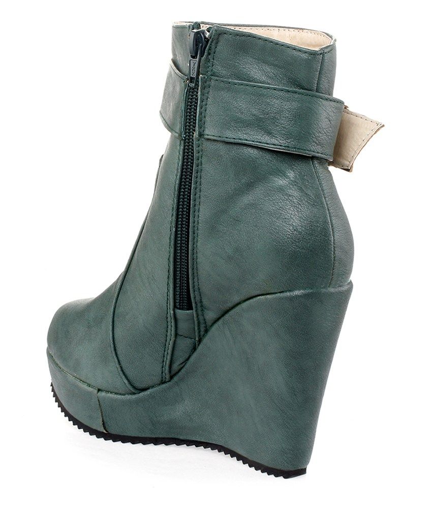 army green wedge boots