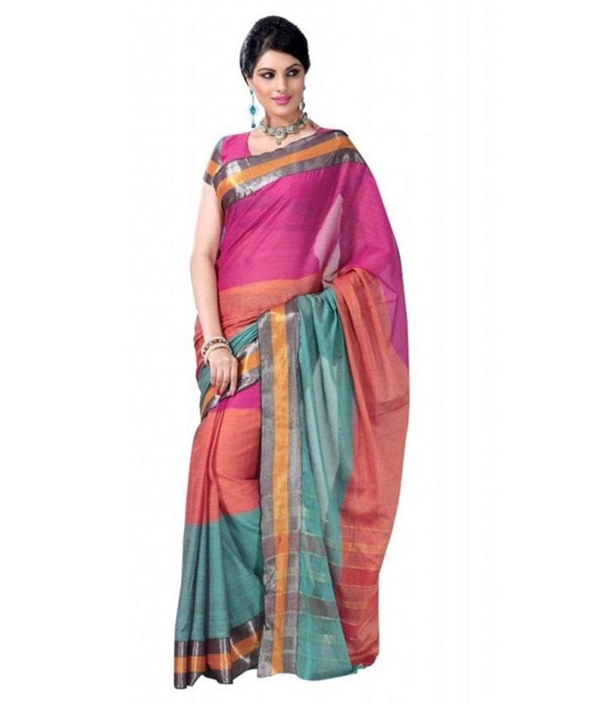 Get Dressed Pink Cotton Saree Buy Get Dressed Pink Cotton Saree Online At Low Price