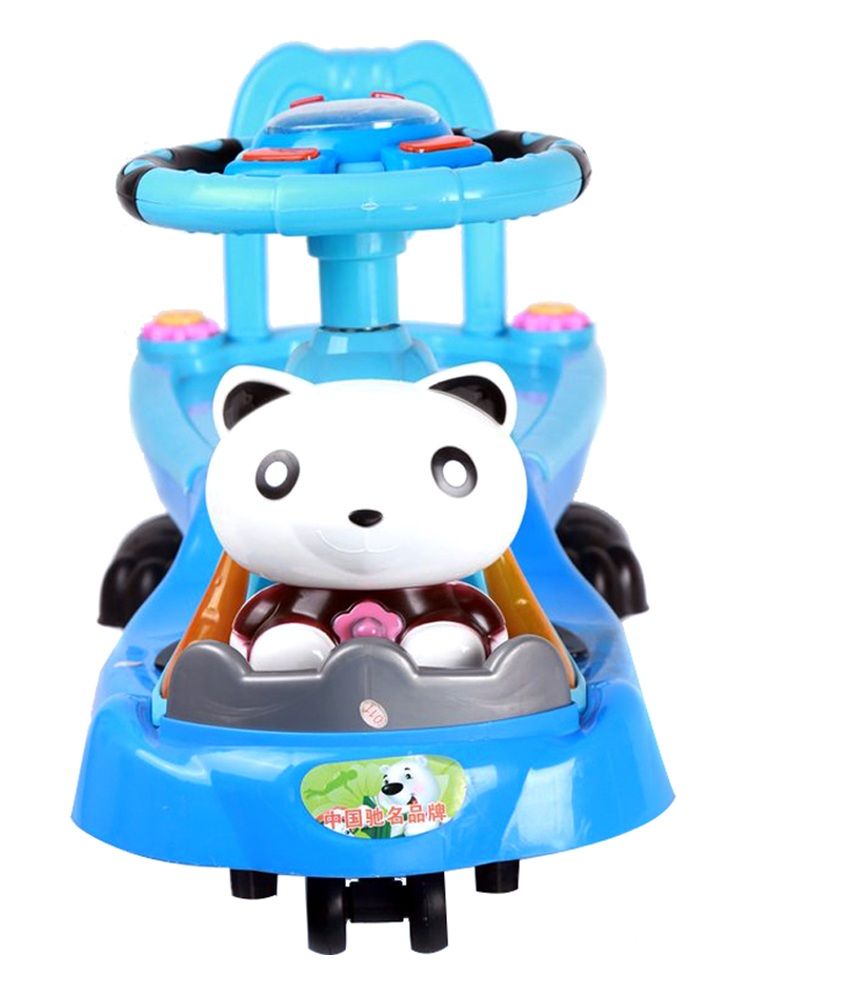 Happy Kids Magic Swing Car With Music Panda Blue