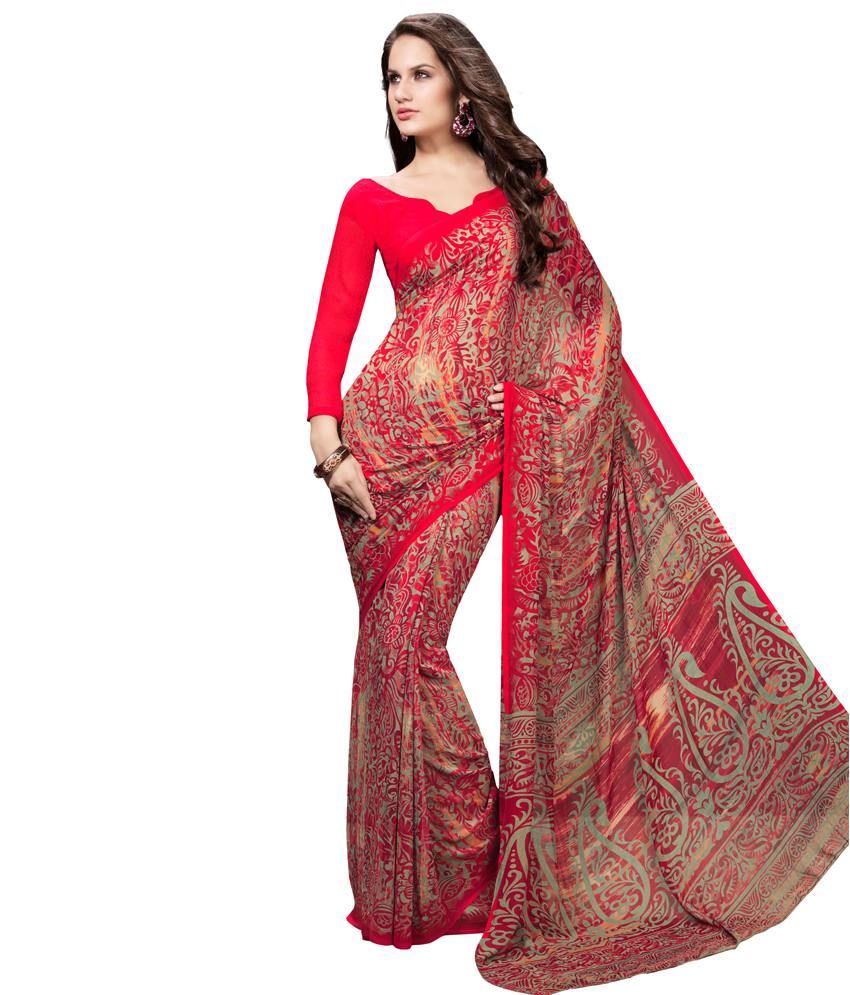 Desi Look Red Georgette Saree Buy Desi Look Red Georgette Saree