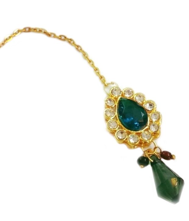 Divinique Jewellery Golden Green Kundan Maang Tika Buy Divinique Jewellery Golden Green Kundan Maang Tika Online In India On Snapdeal