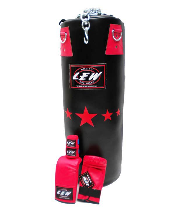 Lew Synthetic Leather Punching Filled Bag With Gloves, Chains And Hand