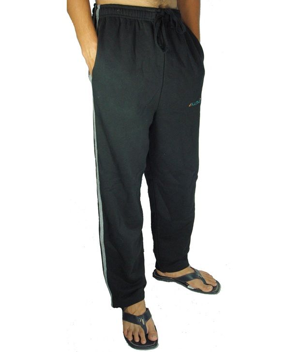 black fleece track pants