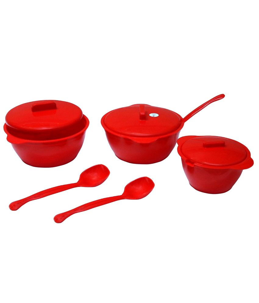 Asp Polyplast Microwave Safe Serving Bowl 9 Pcs Set Cherry