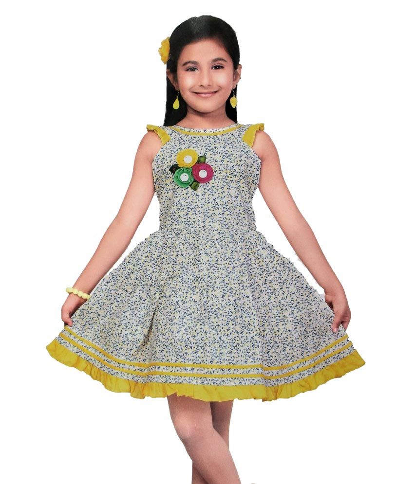 Dallie Yellow Color Printed Cotton Frock - Buy Dallie Yellow Color ...