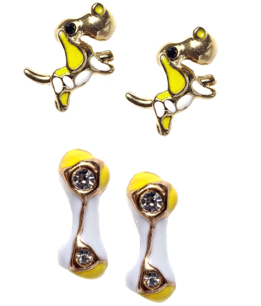 Golden Peacock Yellow Stud Earrings Set Of 2 Buy Golden Peacock