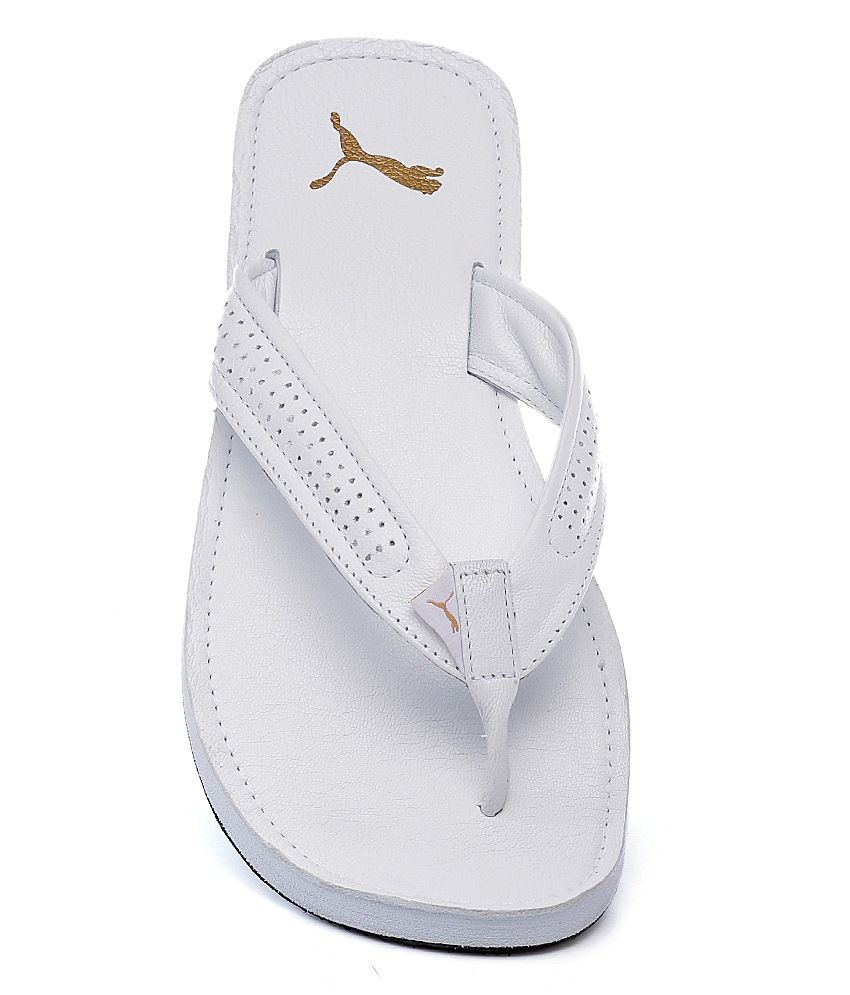 puma white slippers for men