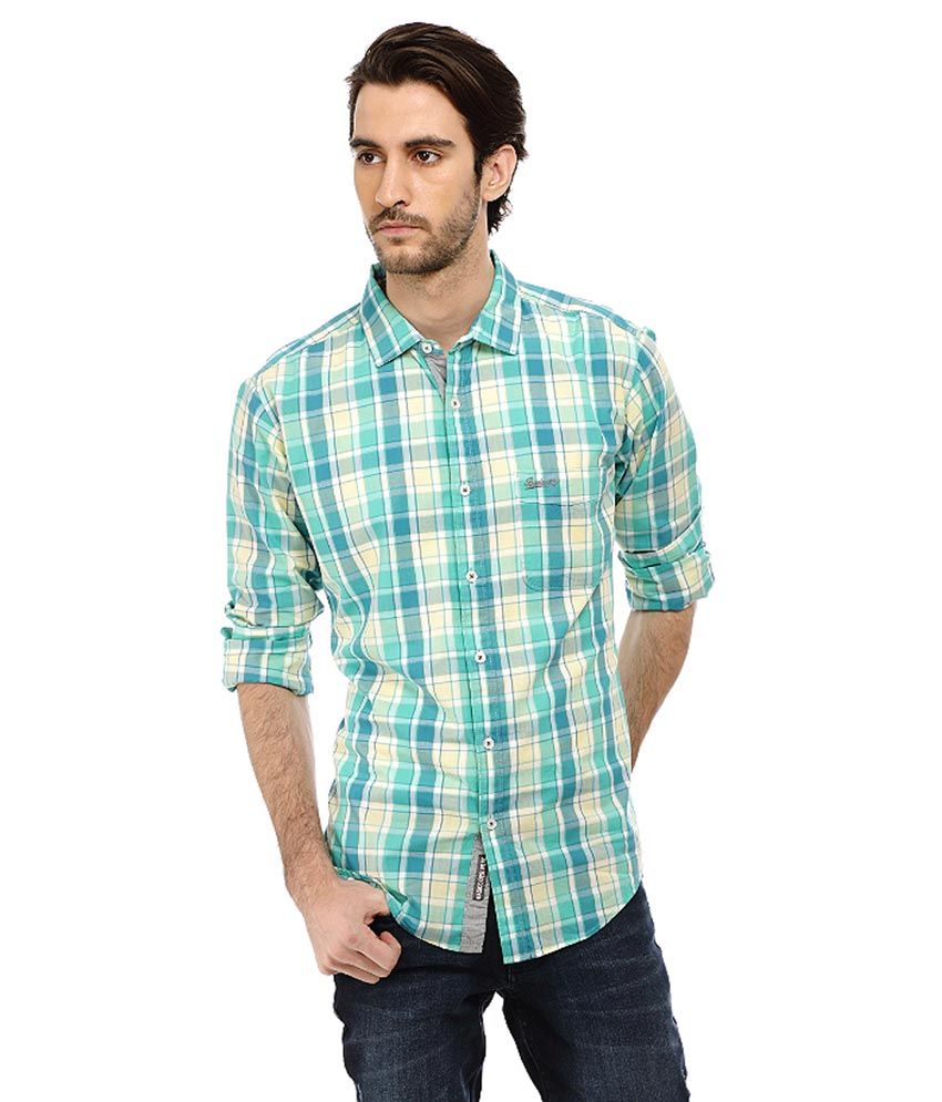 Basics Green Casuals Shirt - Buy Basics Green Casuals Shirt Online at ...