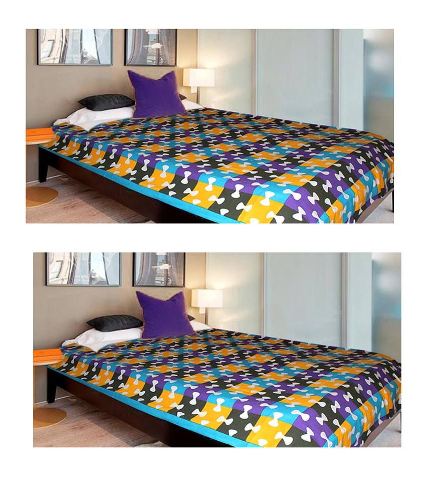 Christy's Collection Multi Colour Cotton Bed Sheets Without Pillow