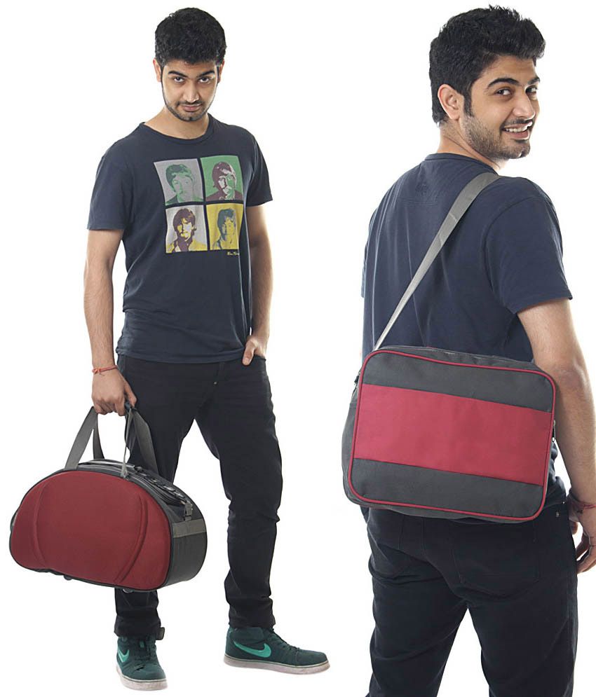 Fidato Maroon Duffle Bag & Utility Bag Combo Buy Fidato Maroon Duffle